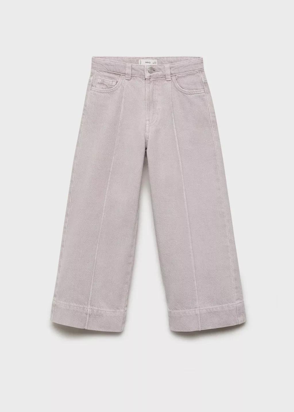Purple Culotte Jeans With Seam Detail, Kids Girls, , large image number 0