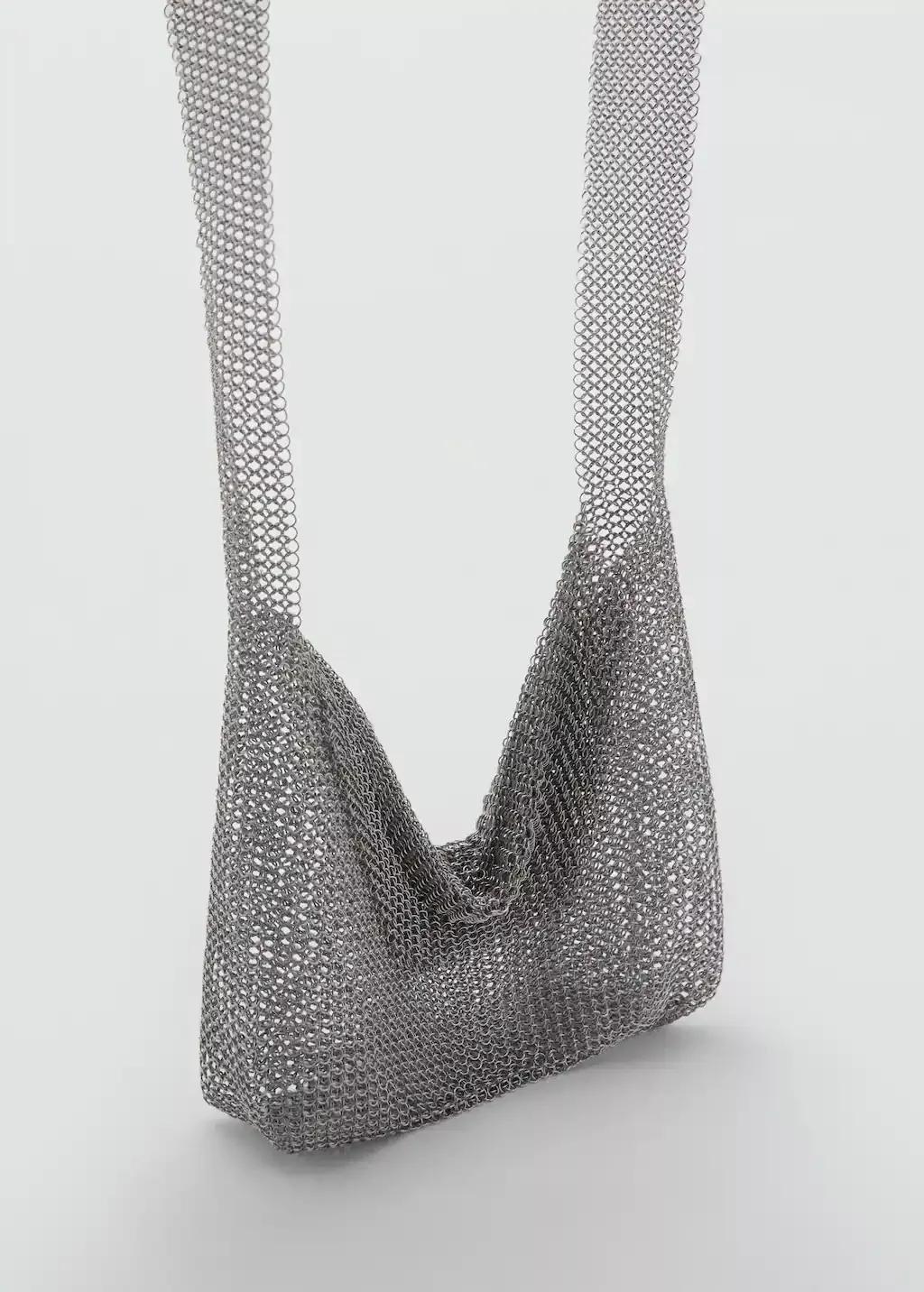 SILVER Metal mesh shoulder bag, Silver, large image number 0