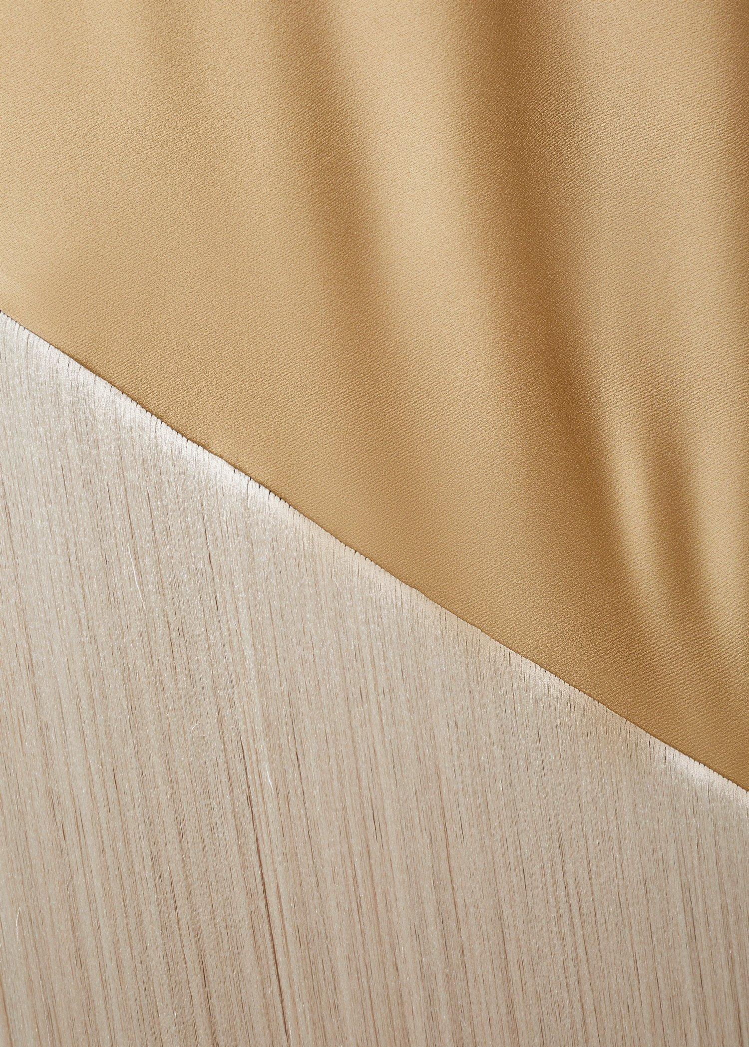 Beige Asymmetrical Satin Dress With Fringes, , large image number 4