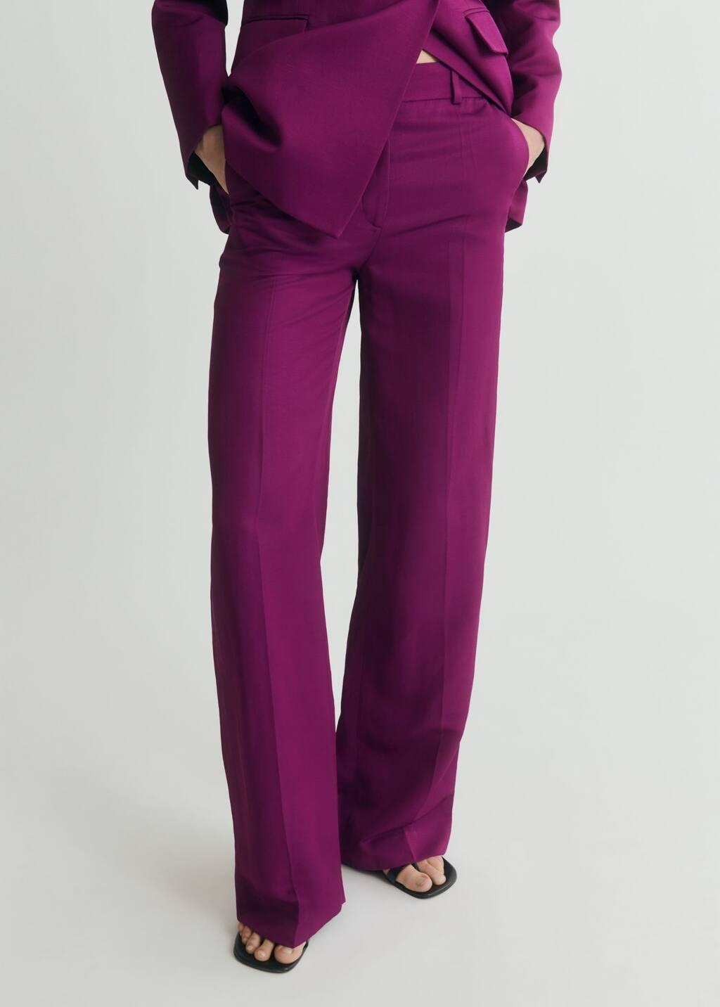 Fuchsia Straight-Fit Suit Trousers, , large image number 0