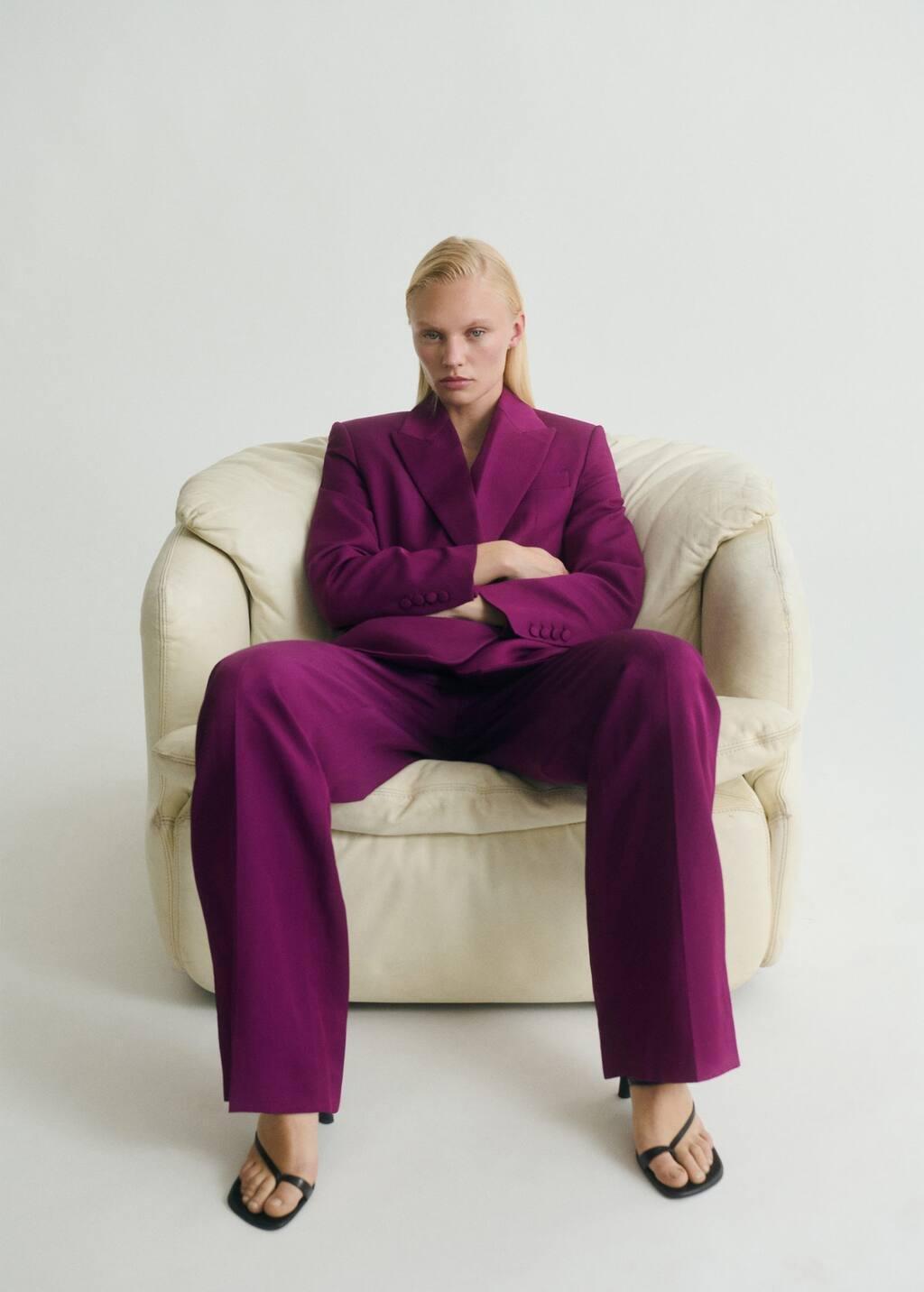Fuchsia Straight-Fit Suit Trousers, , large image number 1