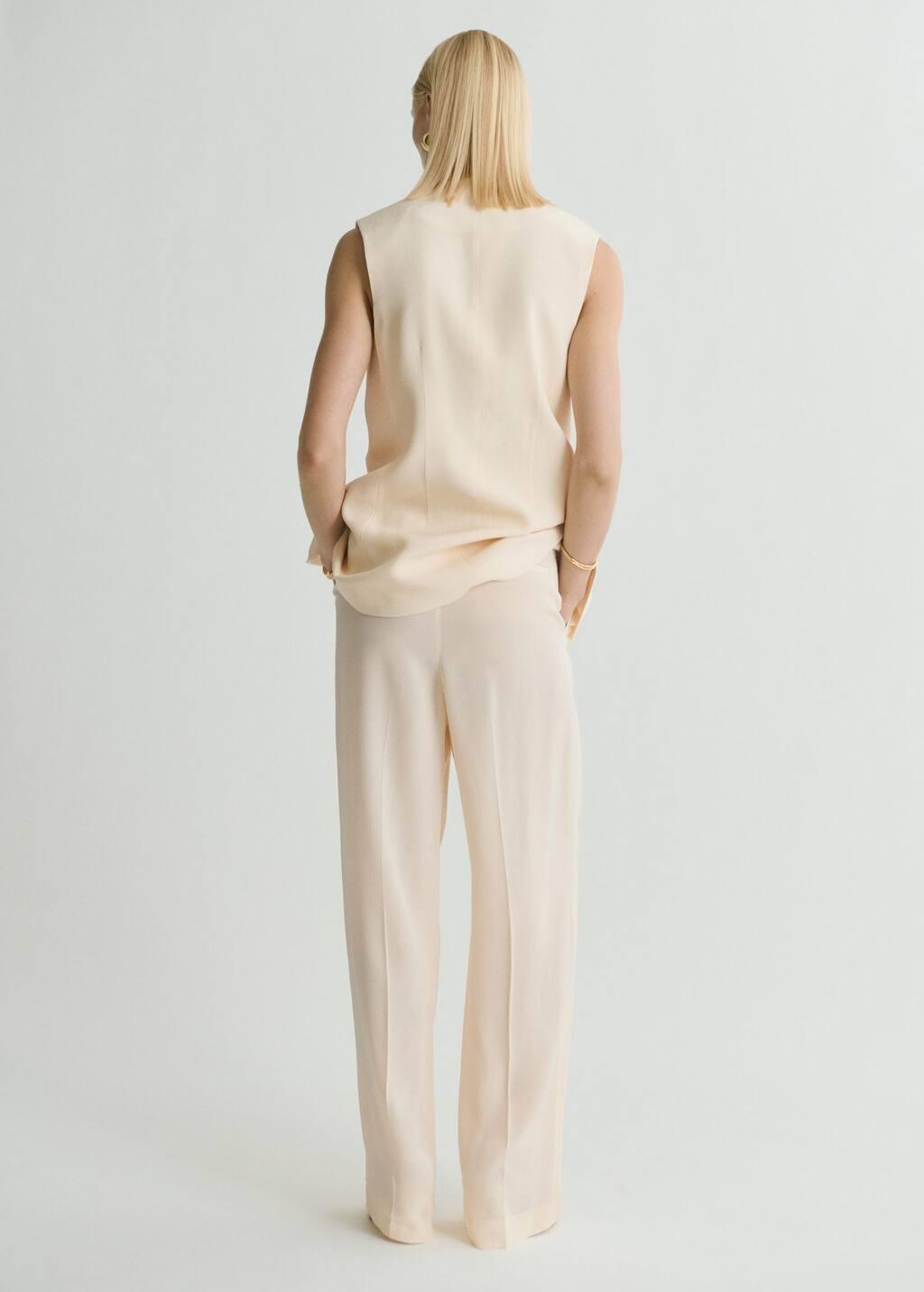 Cream Straight-Fit Suit Trousers, , large image number 4