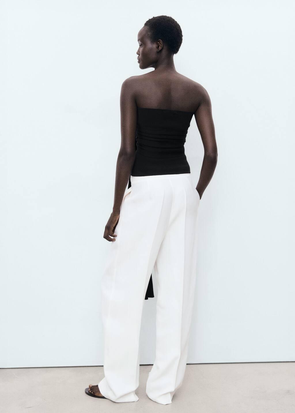 White Linen-Blend Pleated Trousers, , large image number 5