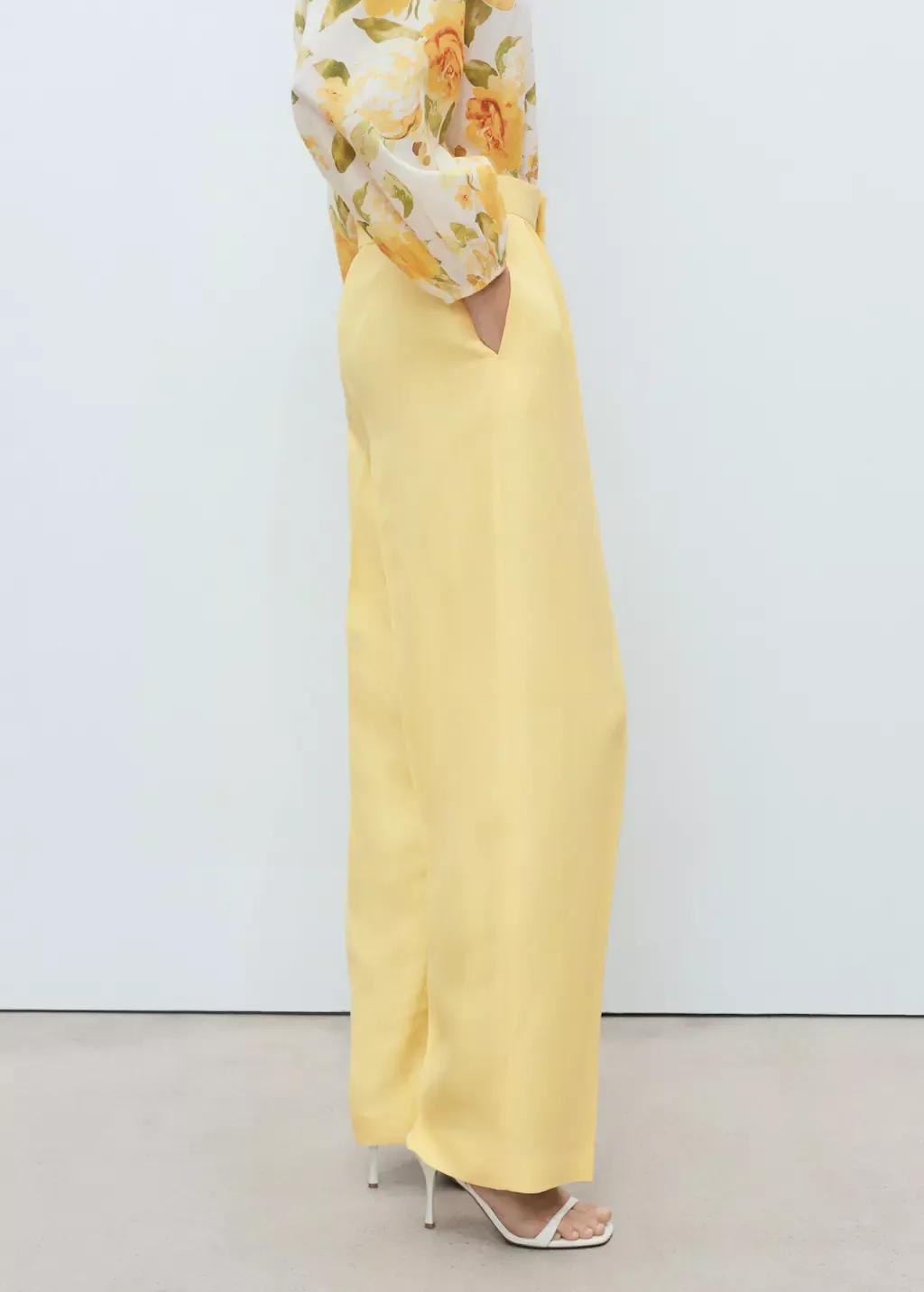 YELLOW Linen-blend pleated trousers, Yellow, large image number 0