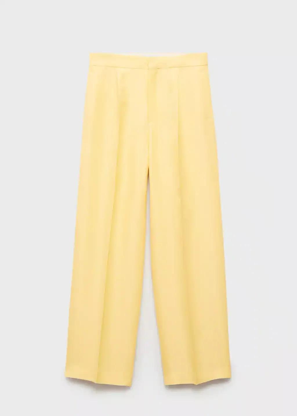 YELLOW Linen-blend pleated trousers, Yellow, large image number 3