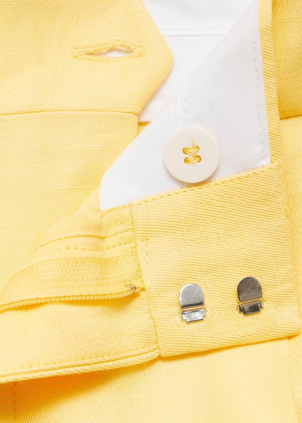 YELLOW Linen-blend pleated trousers, Yellow, large image number 4