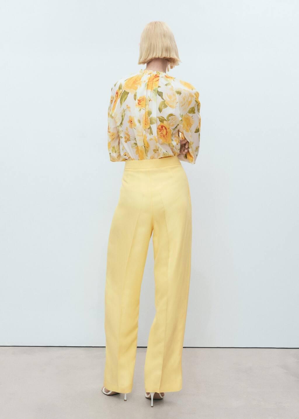 YELLOW Linen-blend pleated trousers, Yellow, large image number 6