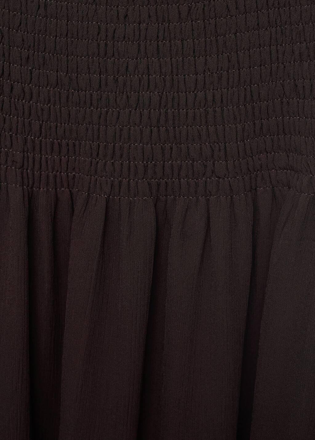 DARK BROWN Asymmetrical dress with gathered body, Dark Brown, medium