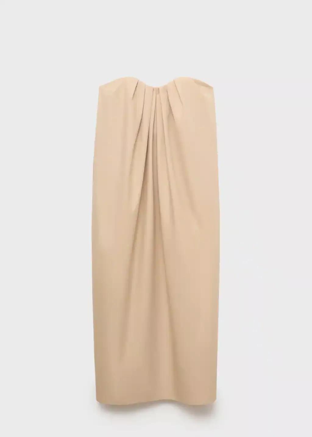 Beige Long Dress With Sweetheart Neckline, , large image number 4