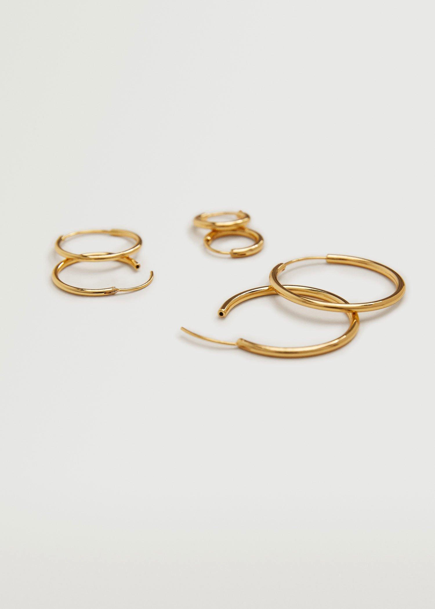 Gold Mixed Hoop Earrings, Women, , large image number 0