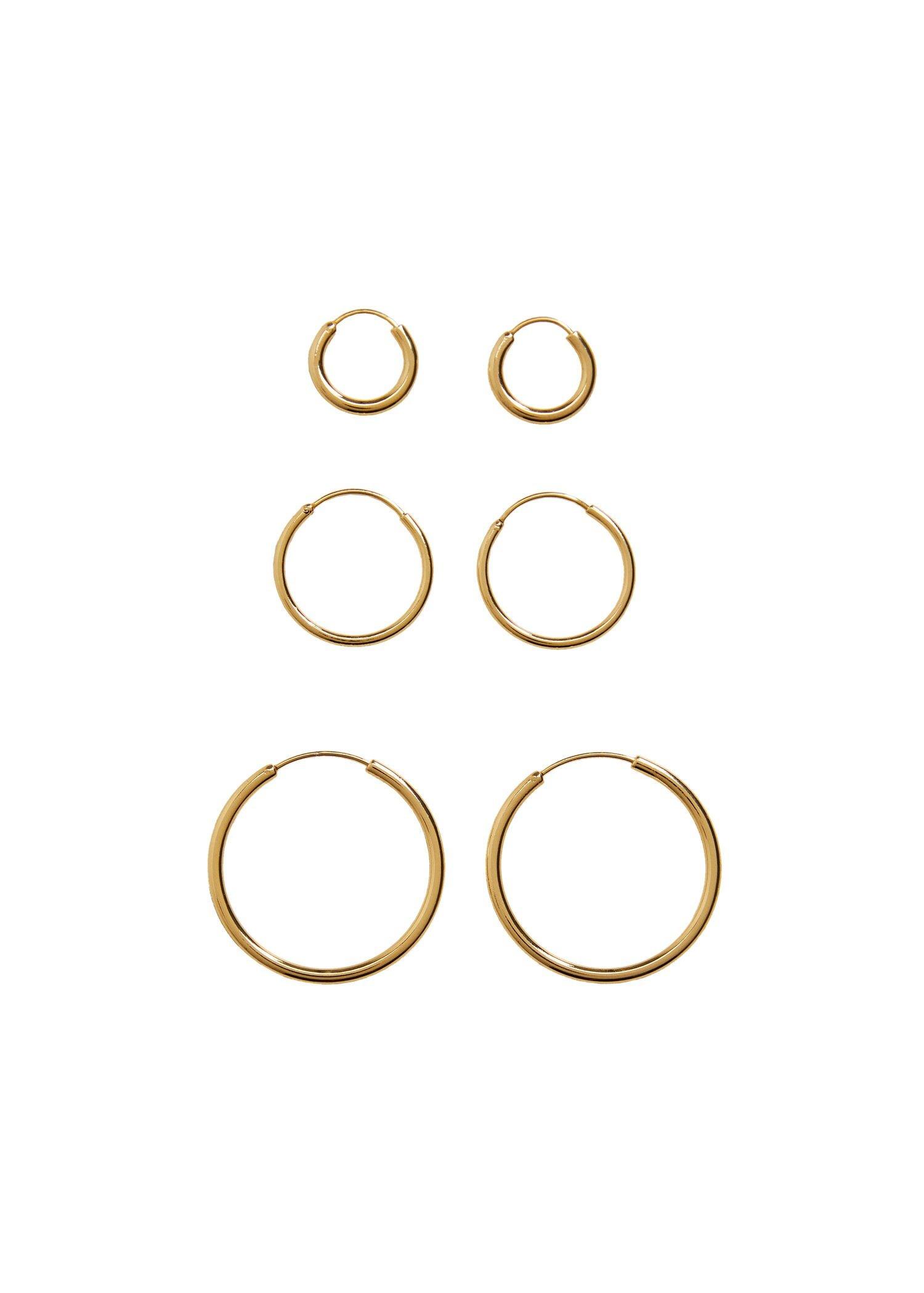 Gold Mixed Hoop Earrings, Women, , large image number 1