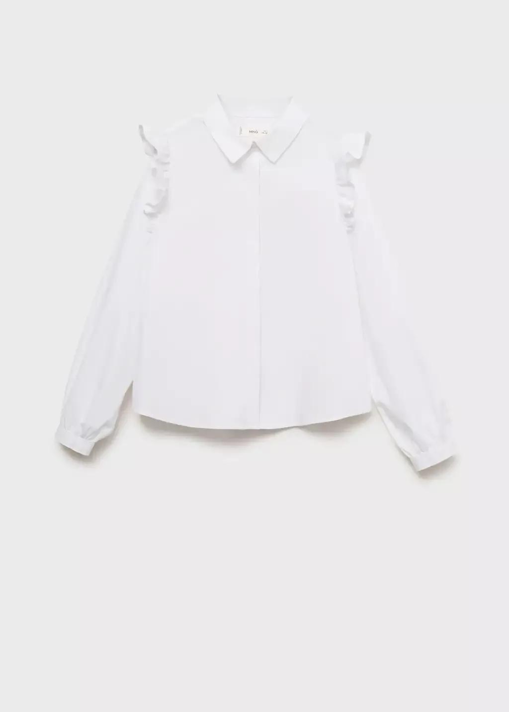 White Shirt With Ruffle Detail, White, large image number 3