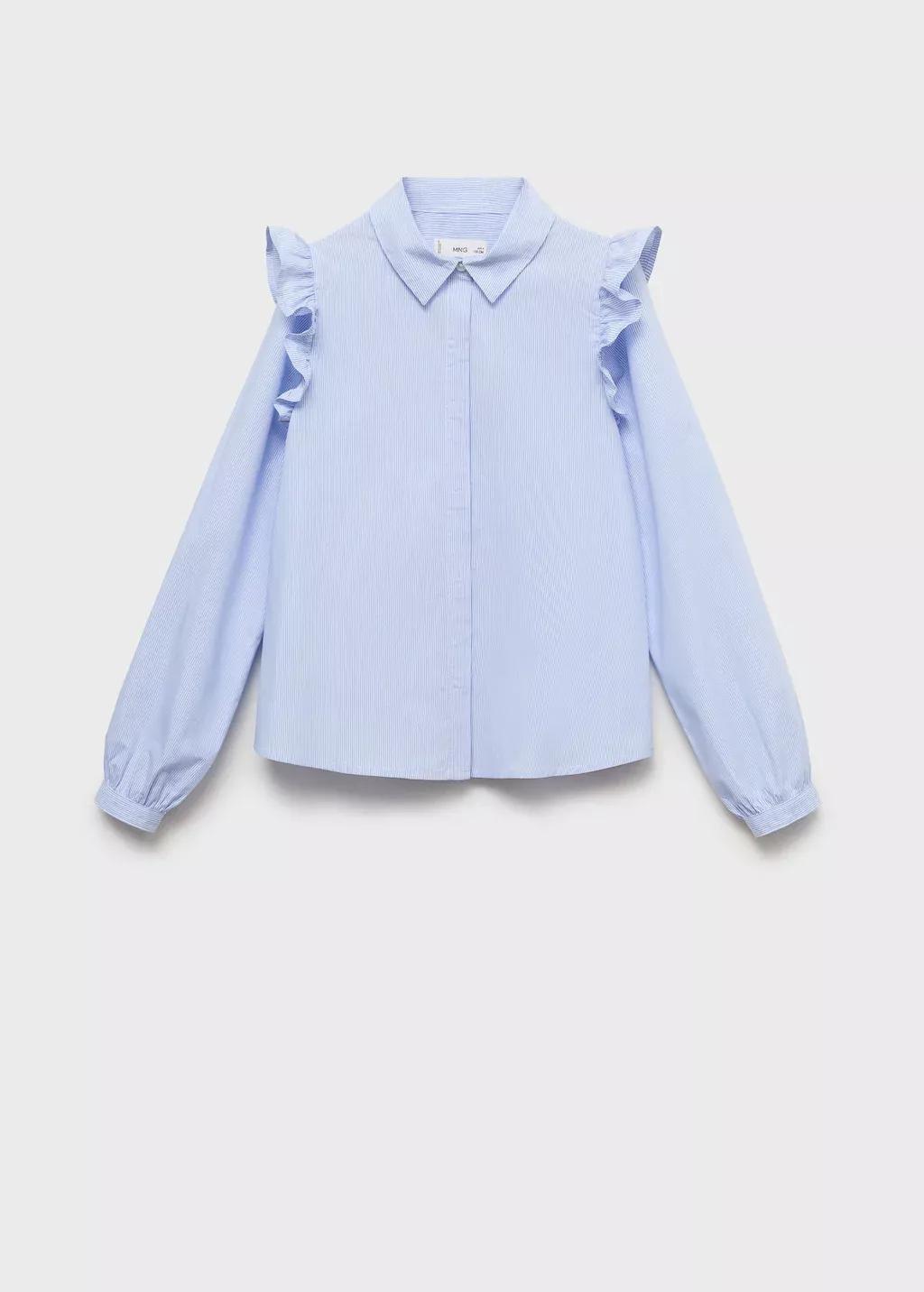 Blue Shirt With Ruffle Detail, , large image number 3