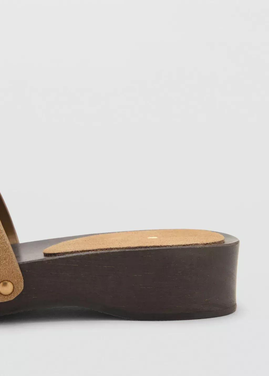 Beige Suede Sandals With Wooden Sole, , large image number 2