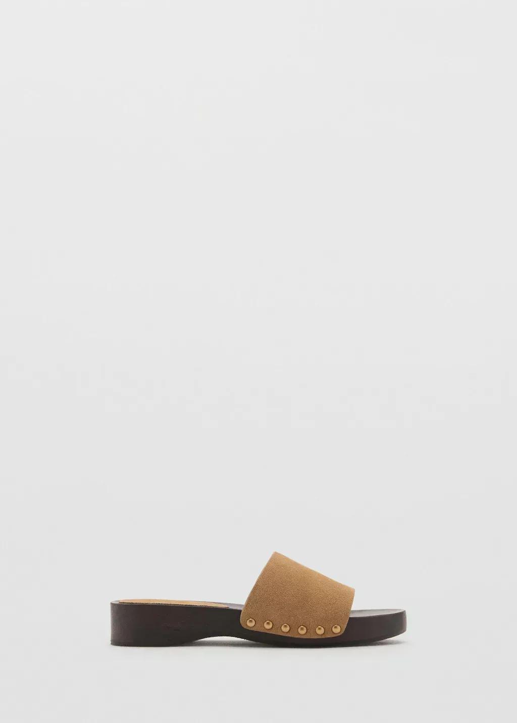 Beige Suede Sandals With Wooden Sole, , large image number 3