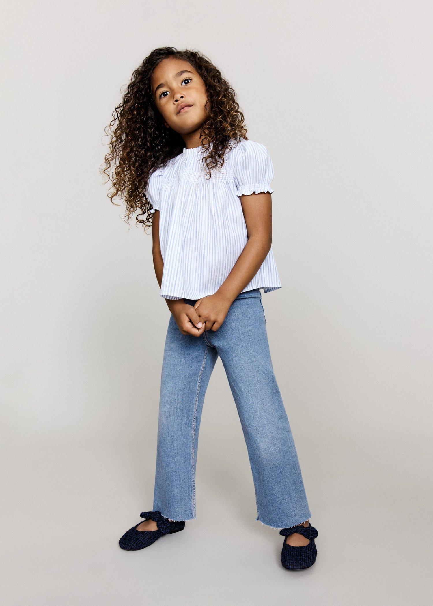 Blue Cotton Culotte Jeans, , large image number 0