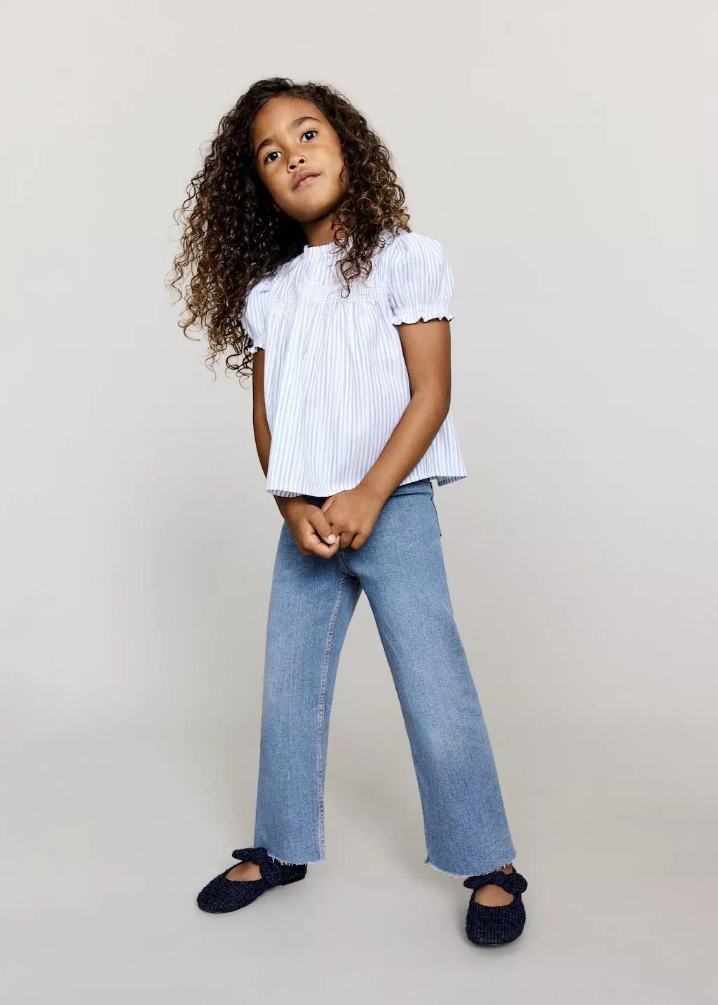 Blue Cotton Culotte Jeans, , large image number 1