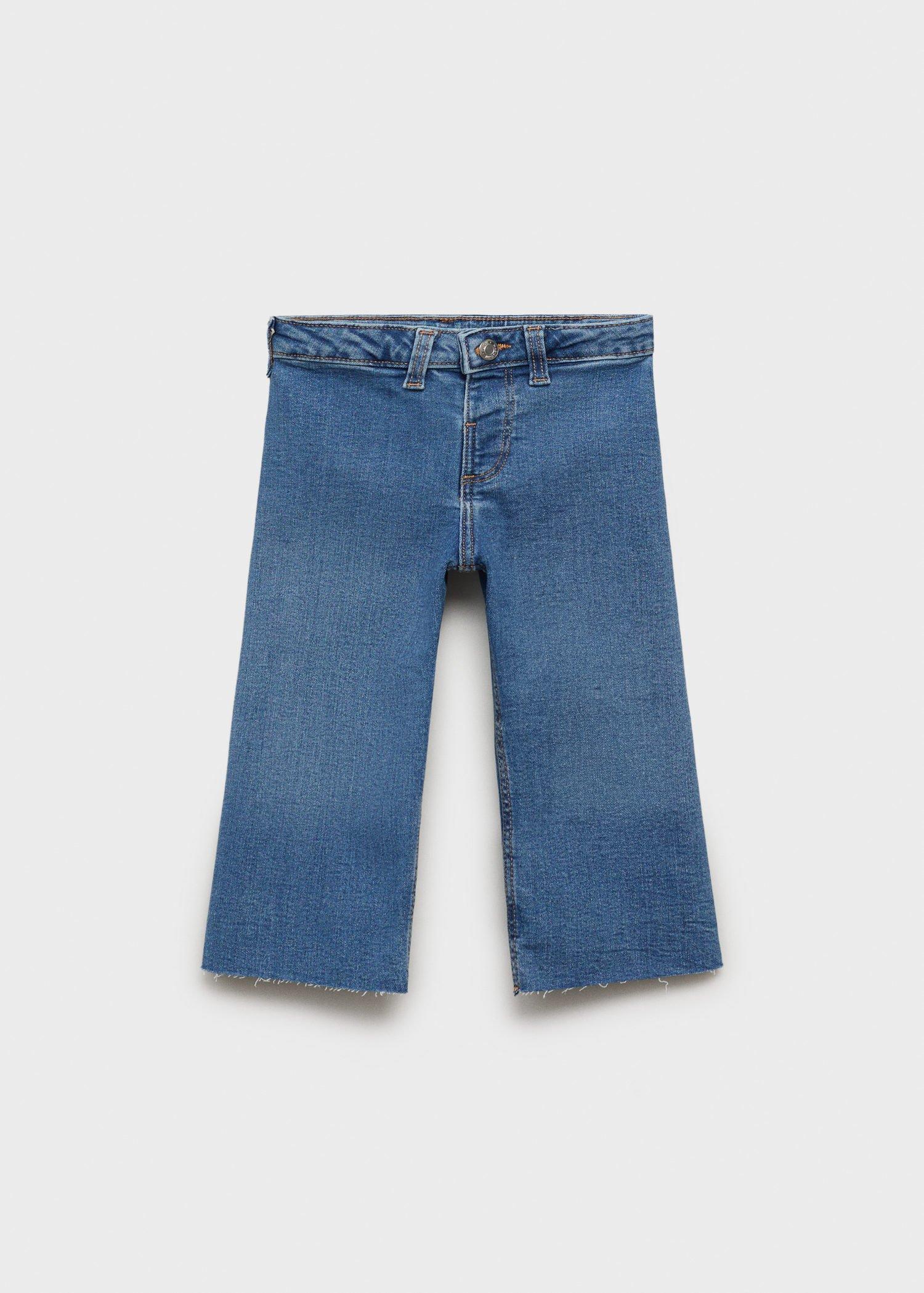 Blue Cotton Culotte Jeans, , large image number 1