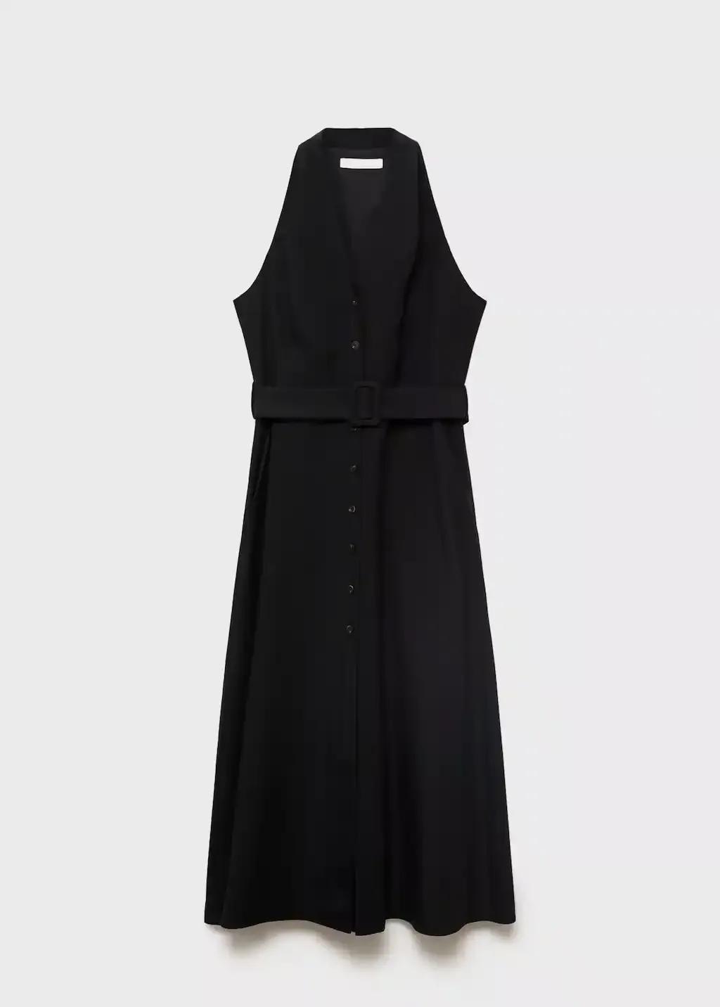 Black Lyocell Dress With Belt, , large image number 0