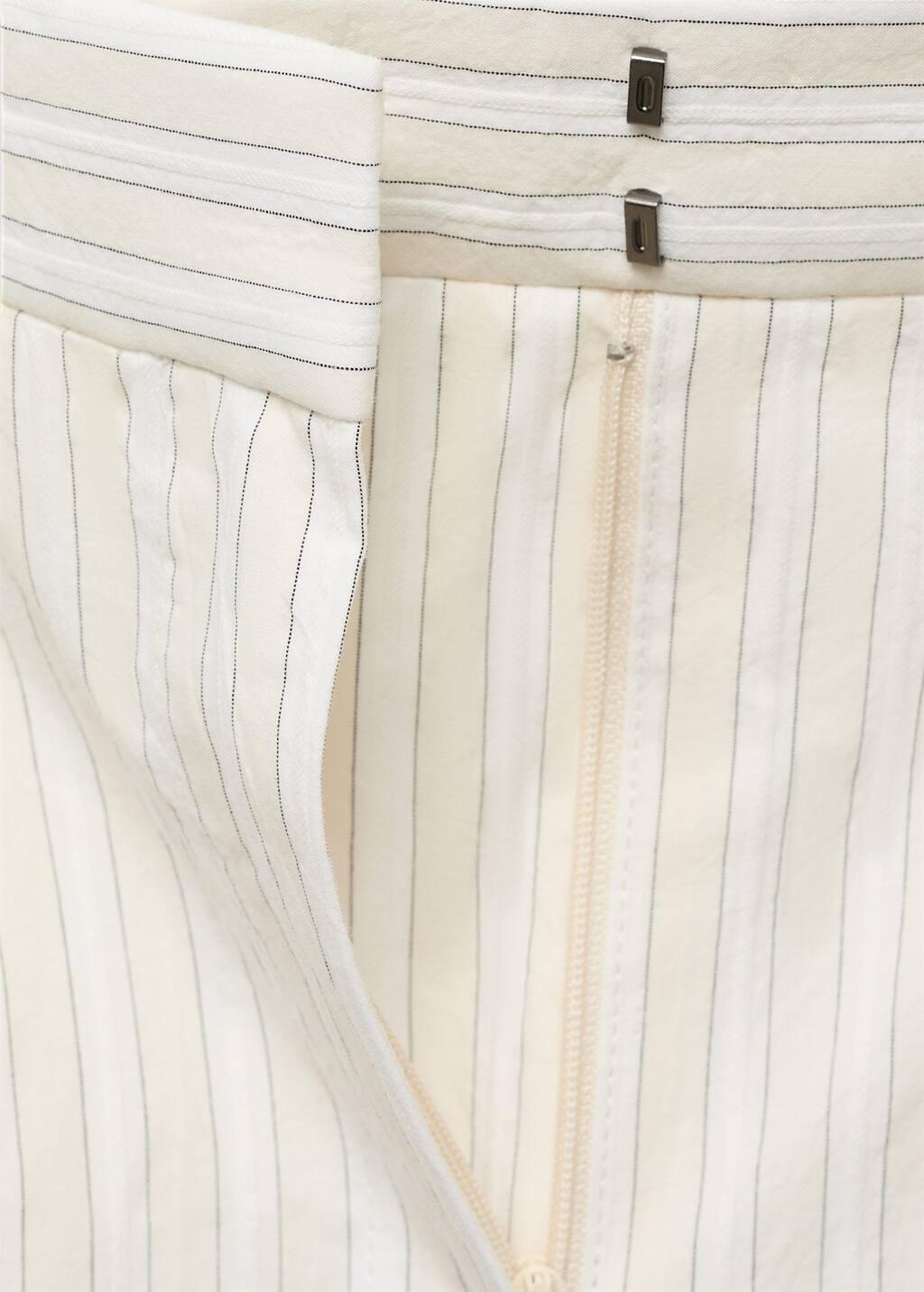 Grey Striped Wide Leg Cotton Trousers, Light Pastel Grey, large image number 4