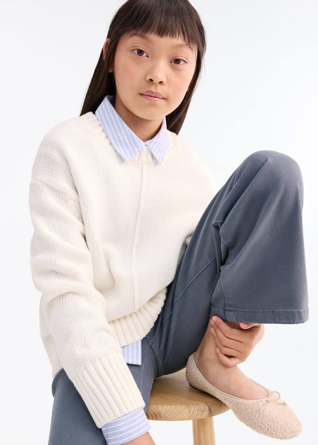 Blue Culotte Jeans With Pockets, Kids Girls, , large image number 1