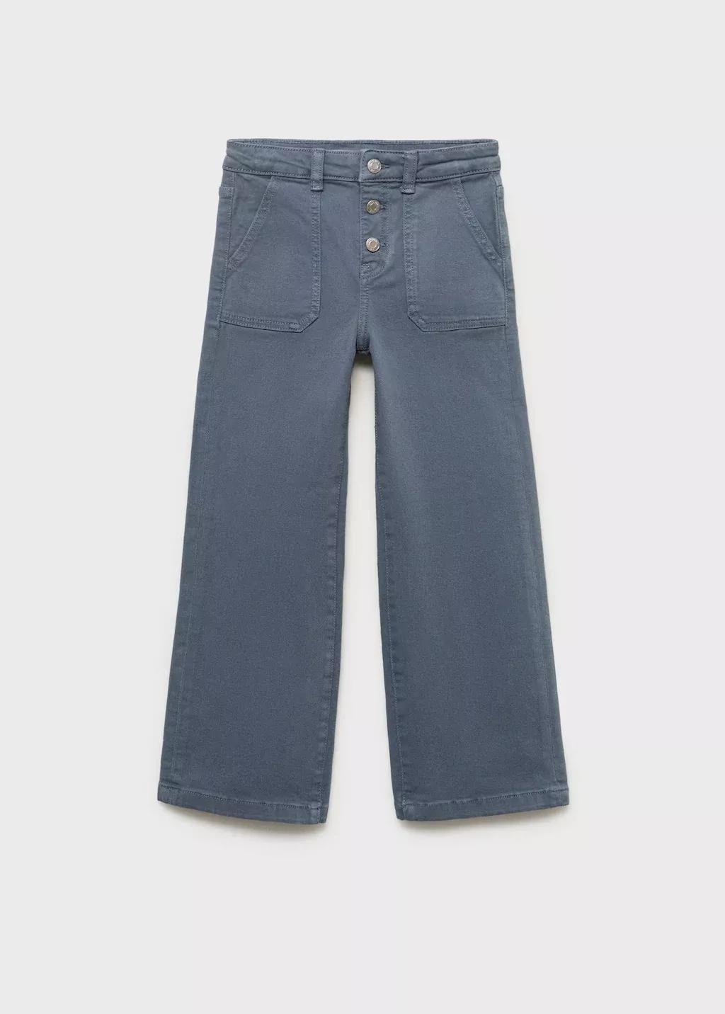 Blue Culotte Jeans With Pockets, Kids Girls, Medium Blue, large image number 3