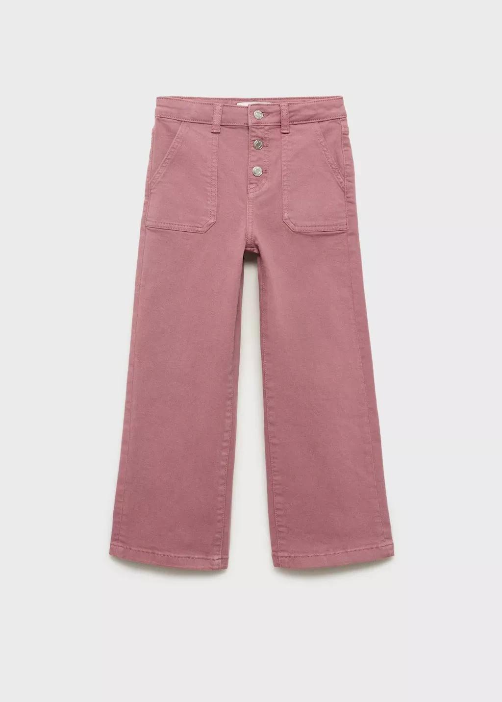 Pink Culotte Jeans With Pockets, Kids Girls, , large image number 0