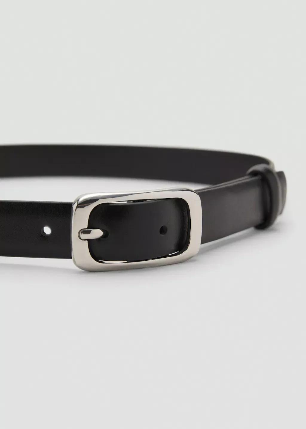 Black Rectangular Buckle Belt, , large image number 0