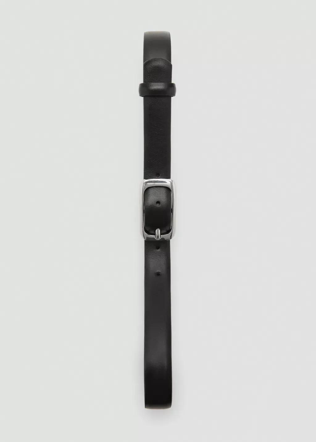 Black Rectangular Buckle Belt, , large image number 2