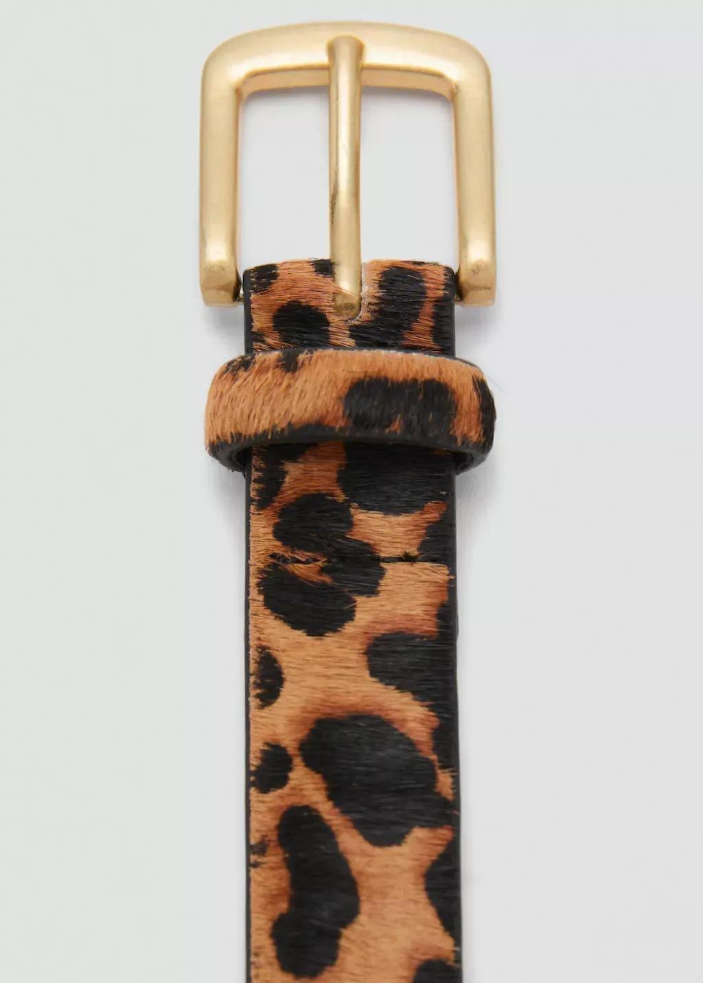 Brown Animal Print Leather Belt, , large image number 0