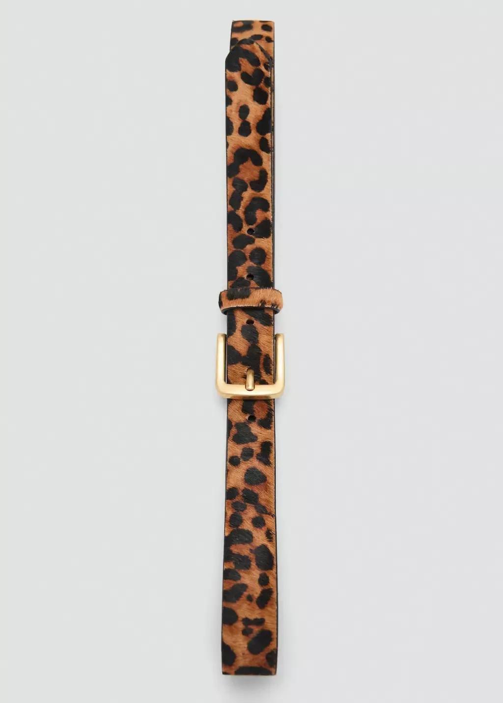 Brown Animal Print Leather Belt, , large image number 2