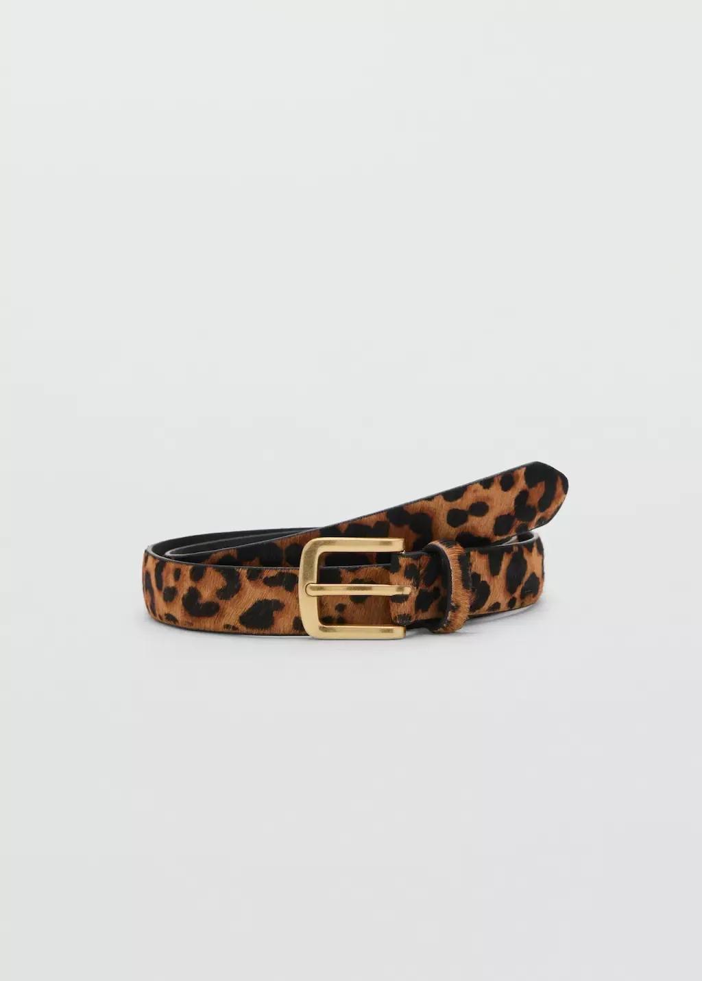 Brown Animal Print Leather Belt, , large image number 3