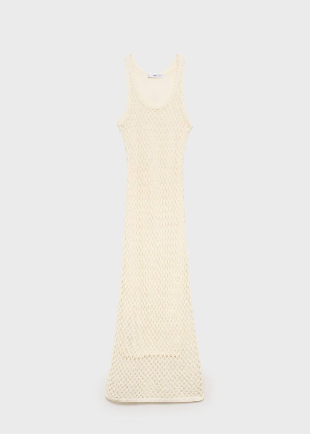 Beige Crochet Long Dress, Light Beige, large image number 2