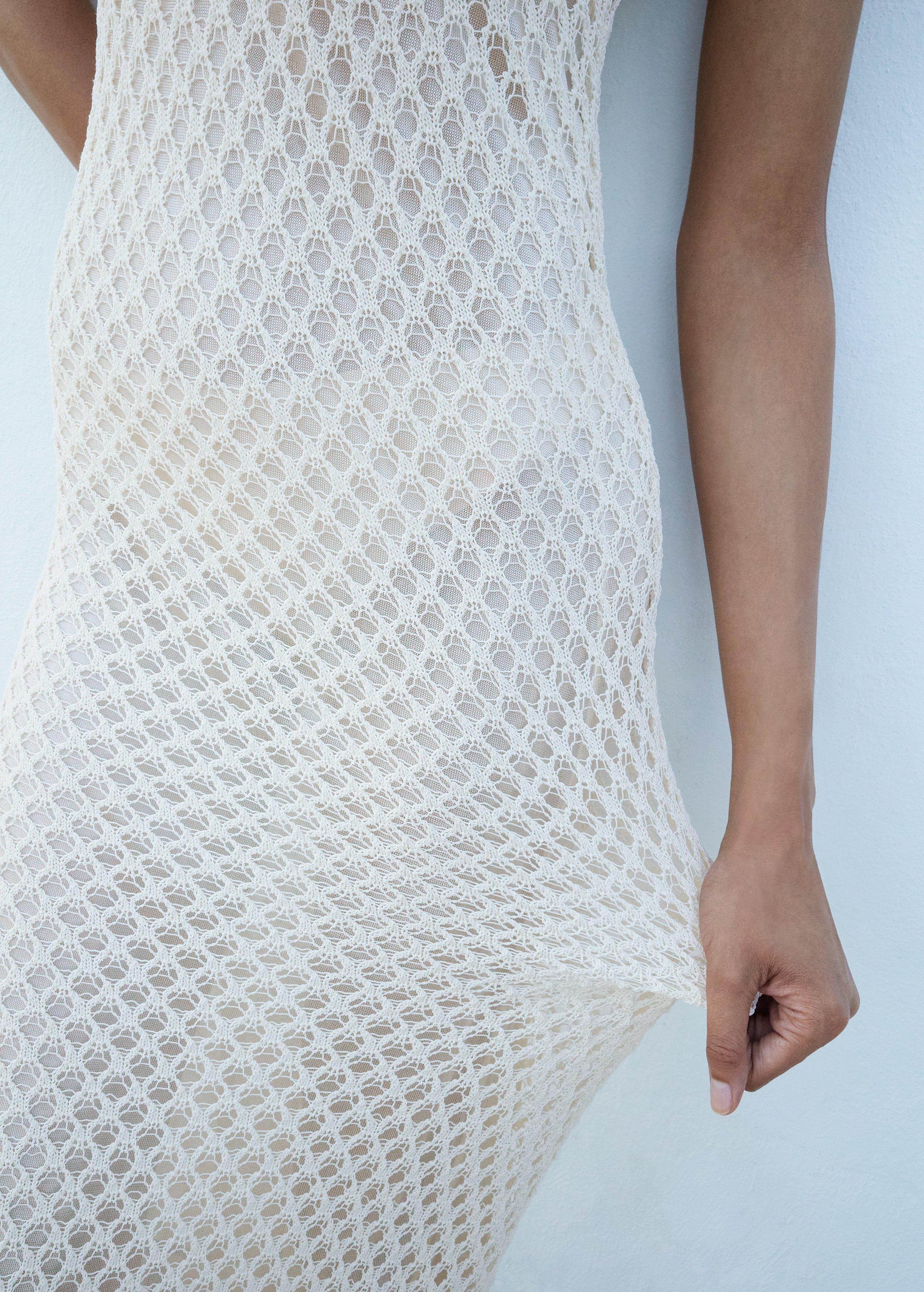 Beige Crochet Long Dress, Light Beige, large image number 4