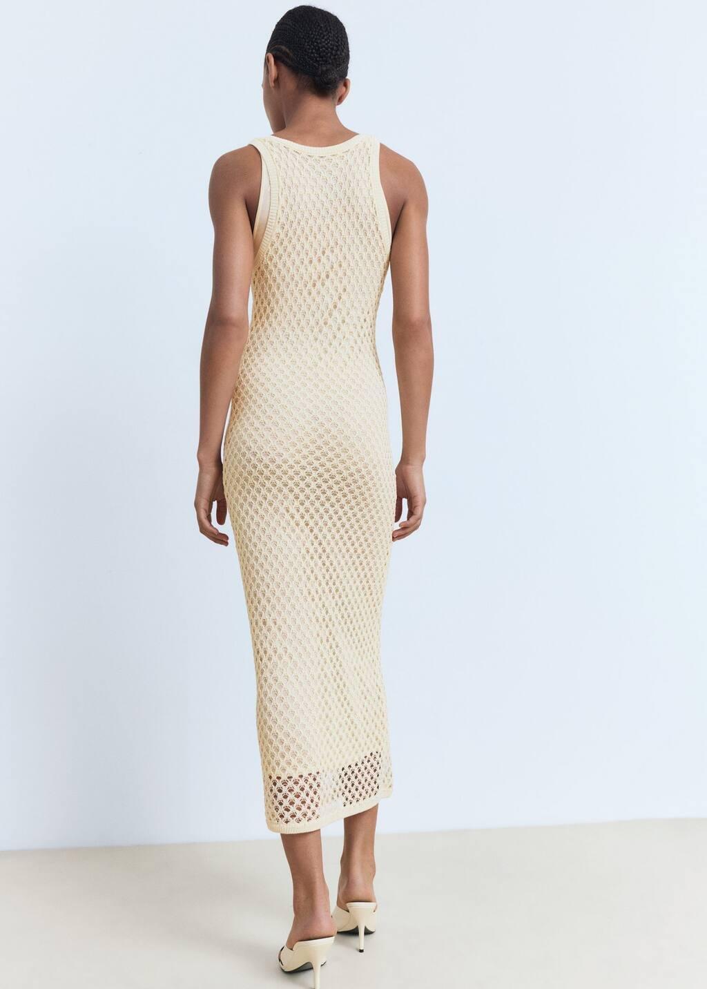 Beige Crochet Long Dress, Light Beige, large image number 9