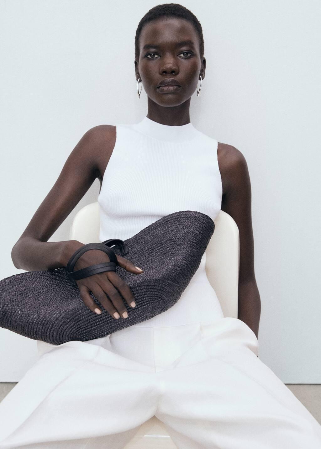 White Ribbed Knit Top, , large image number 3