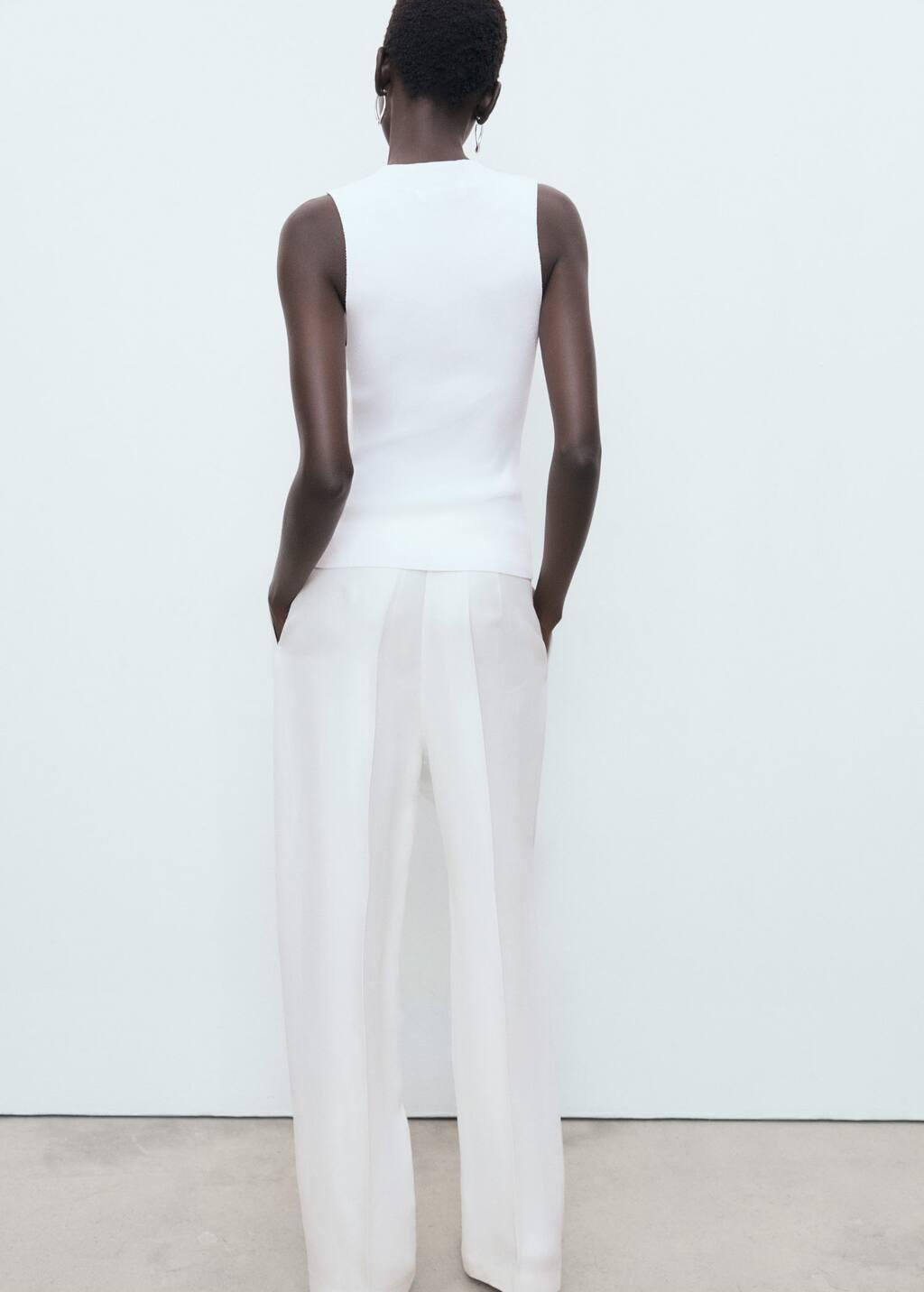 White Ribbed Knit Top, Natural White, large image number 6