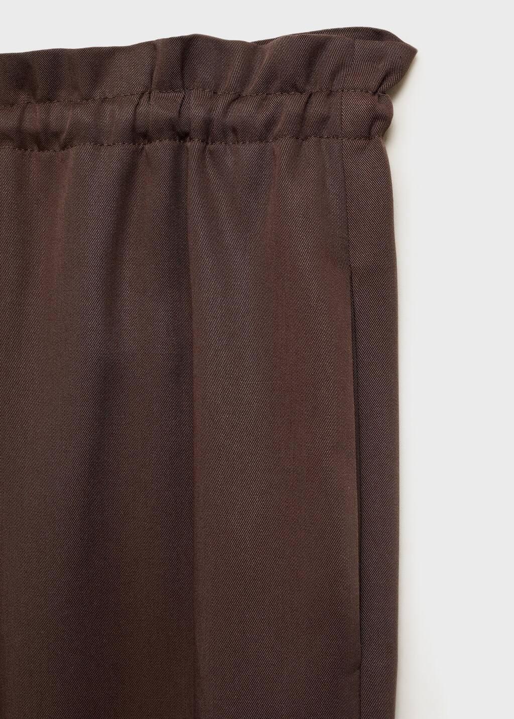 Brown Lyocell Wide Leg Trousers With Drawstring, Dark Brown, large image number 4