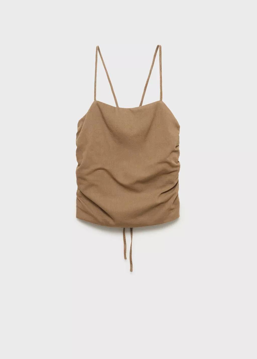 Beige Open-Back Cotton Top, 0201_07, large image number 0