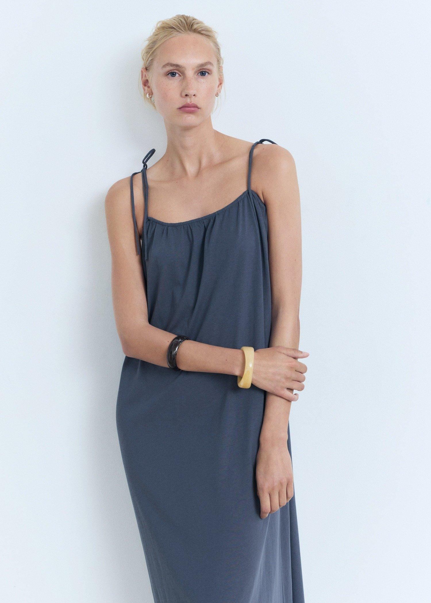 MEDIUM BLUE Bow cotton dress, , large image number 0