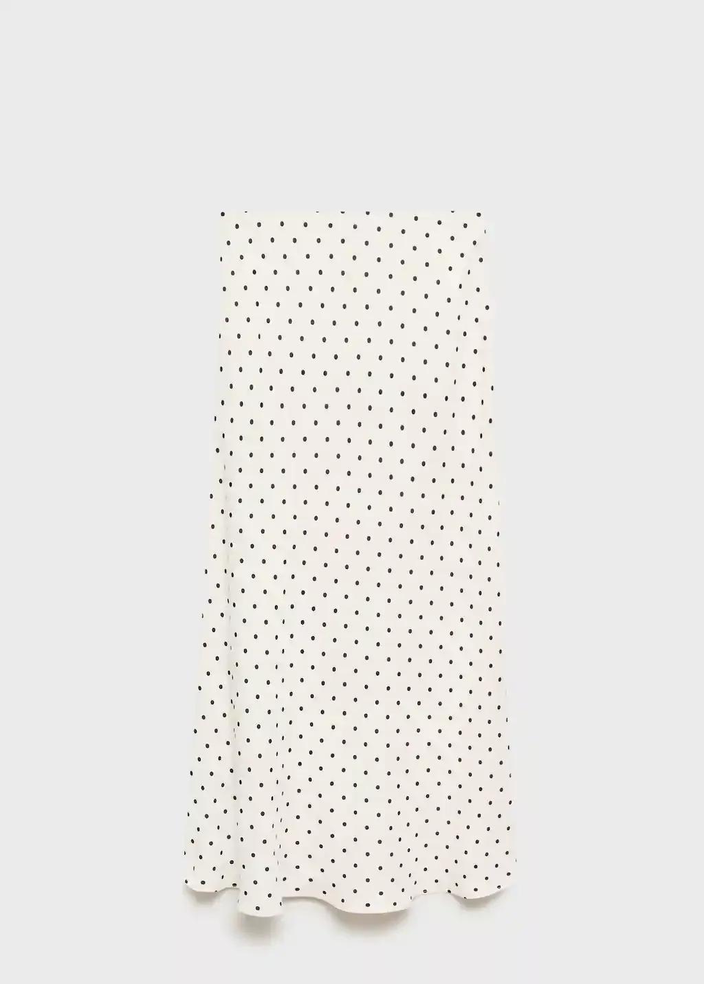 White Long Polka-Dot Skirt, , large image number 0