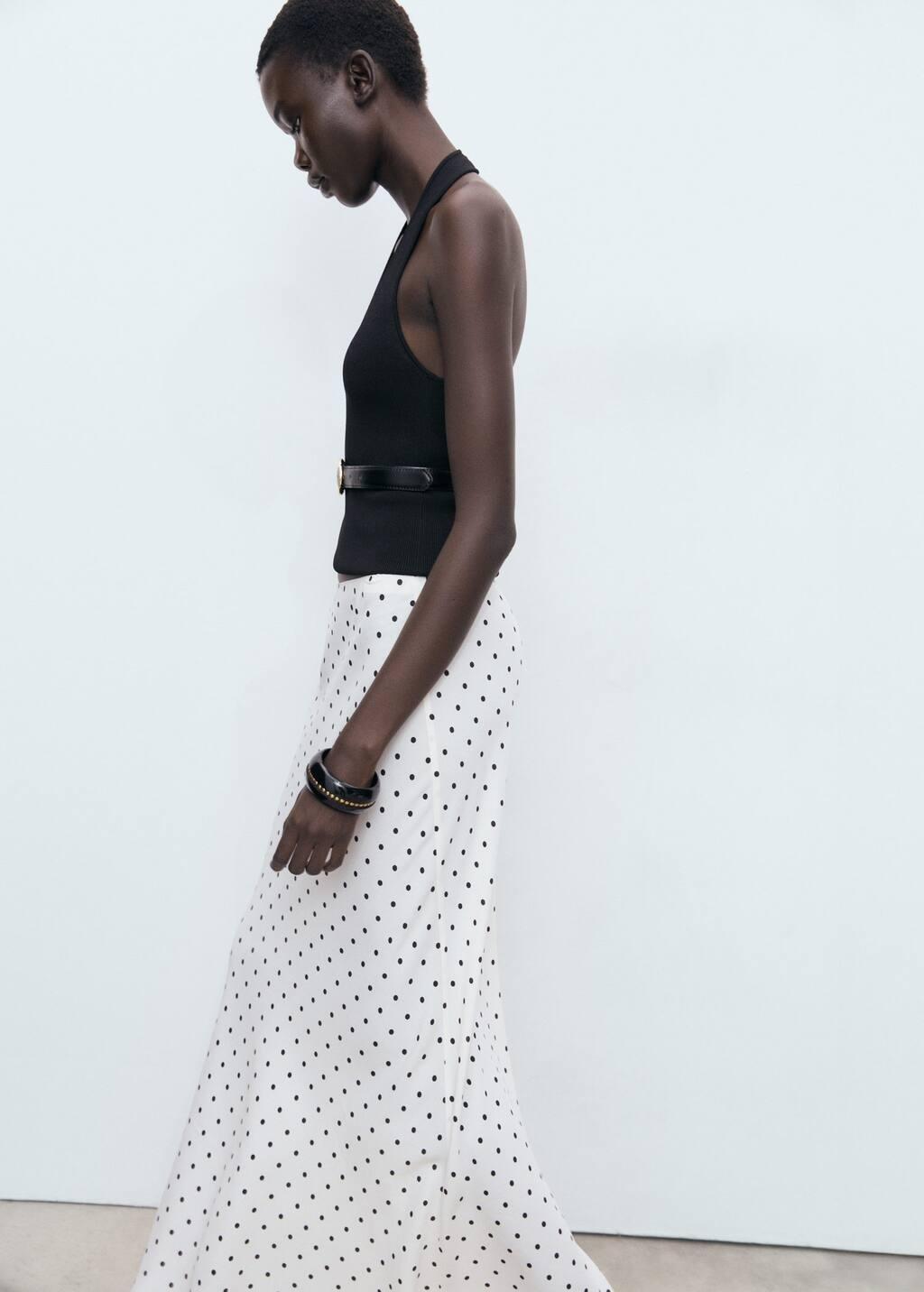 White Long Polka-Dot Skirt, Natural White, large image number 5