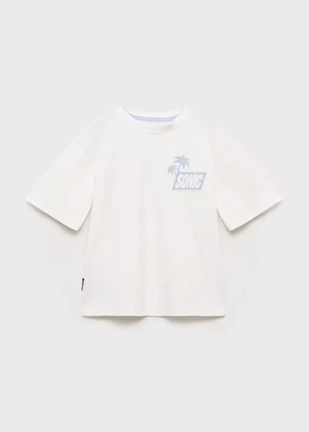White Sonic Cotton T-Shirt, Kids Boys, , medium