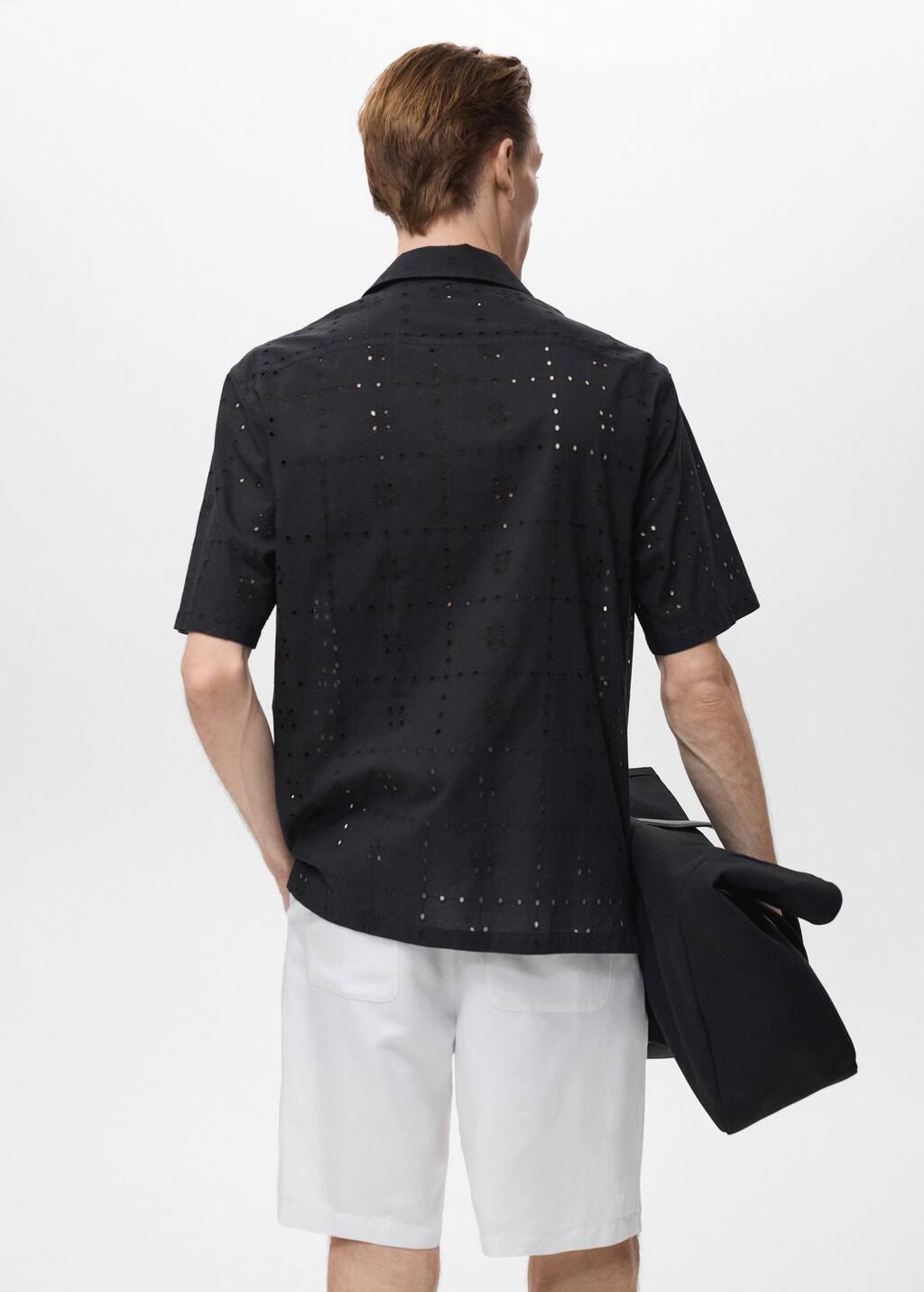 BLACK Shirt with embroidered eyelet details, , large image number 2