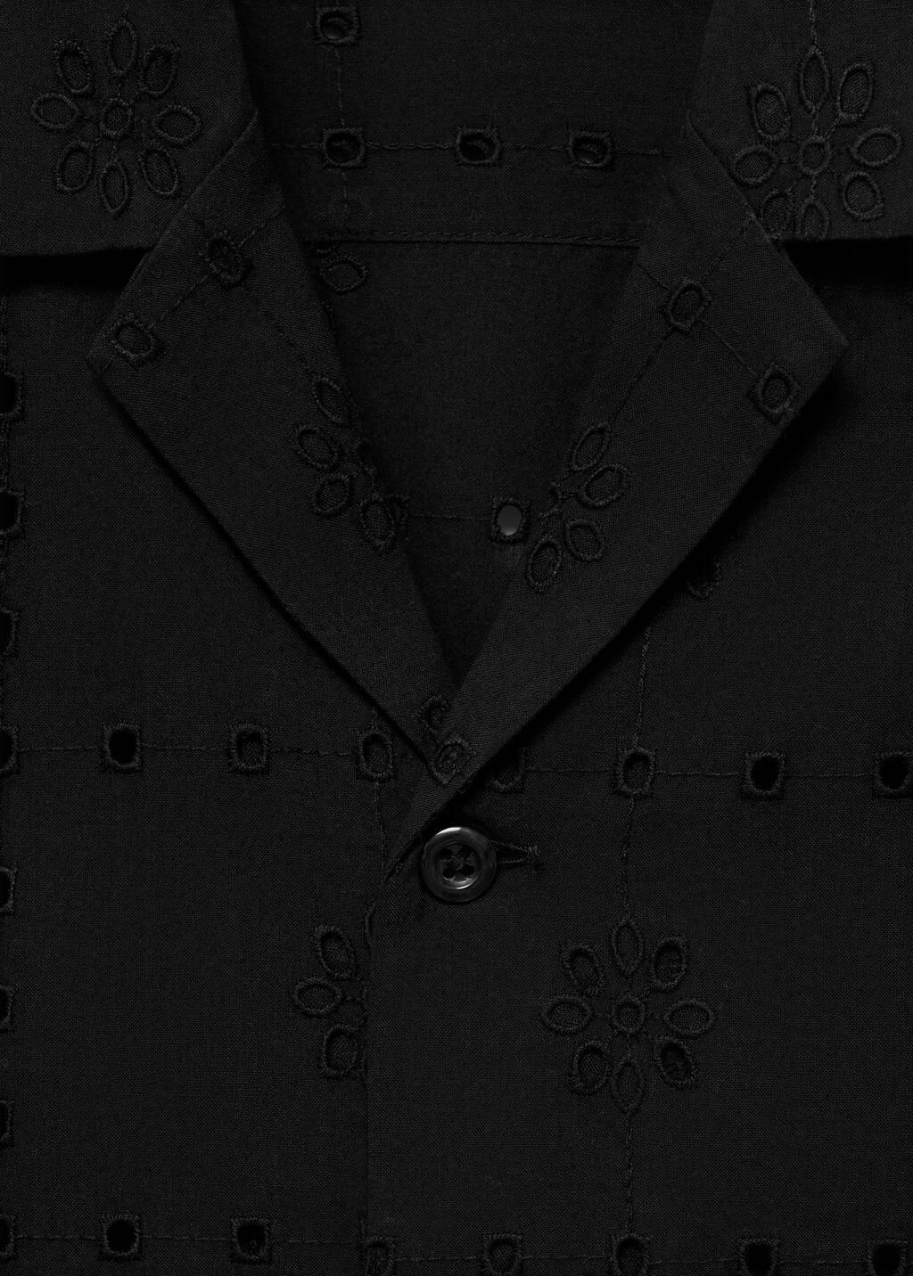 BLACK Shirt with embroidered eyelet details, , large image number 3