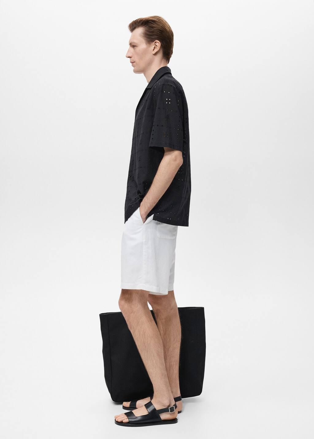 BLACK Shirt with embroidered eyelet details, , large image number 4
