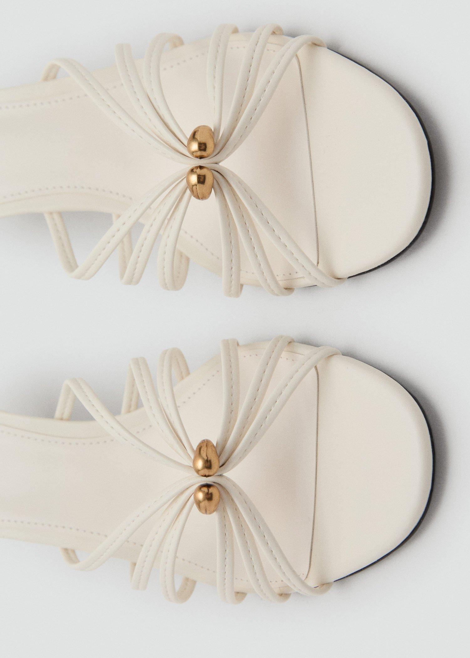 Beige Kitten Heel Sandal With Metallic Detail, , large image number 1