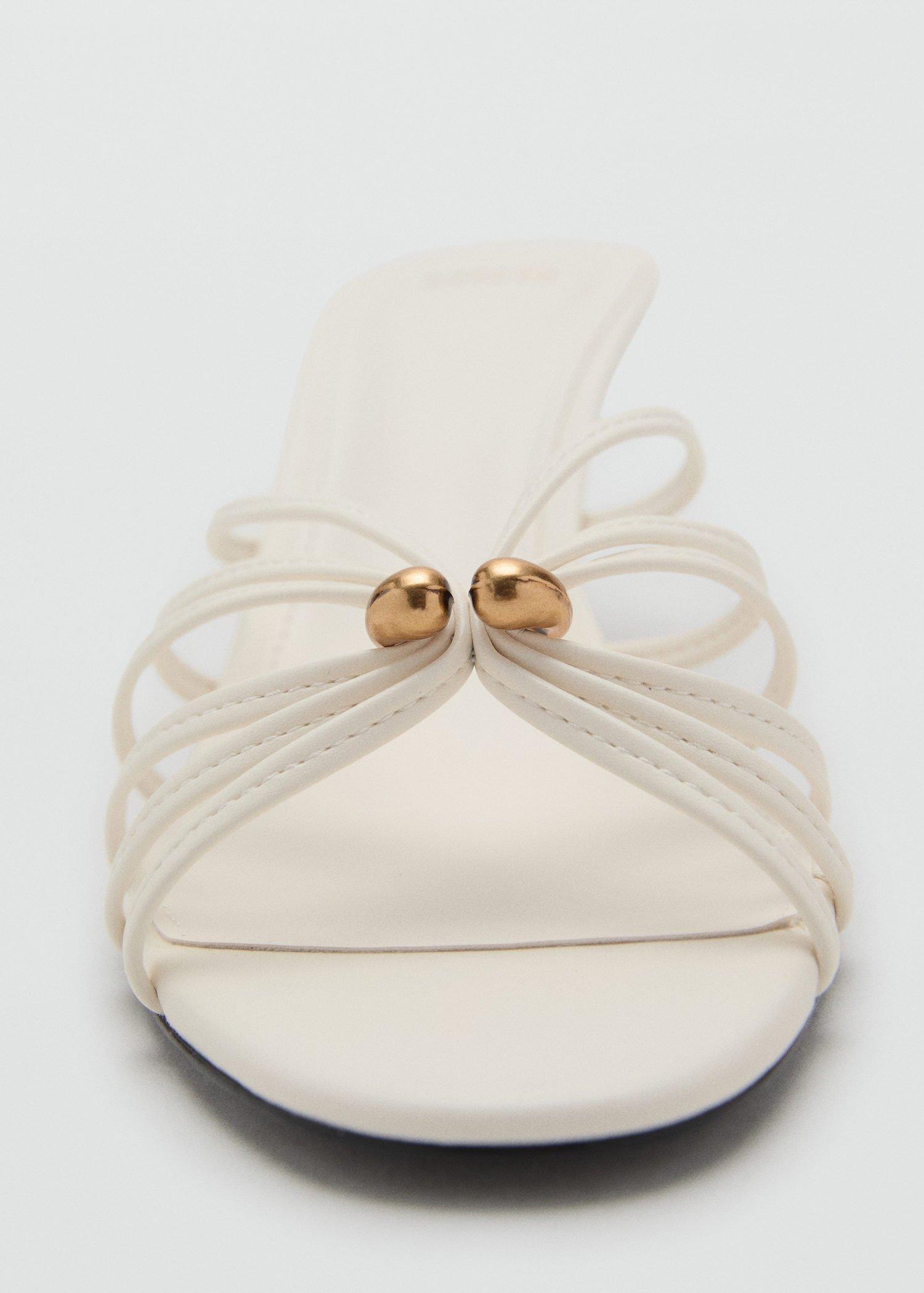 Beige Kitten Heel Sandal With Metallic Detail, , large image number 2
