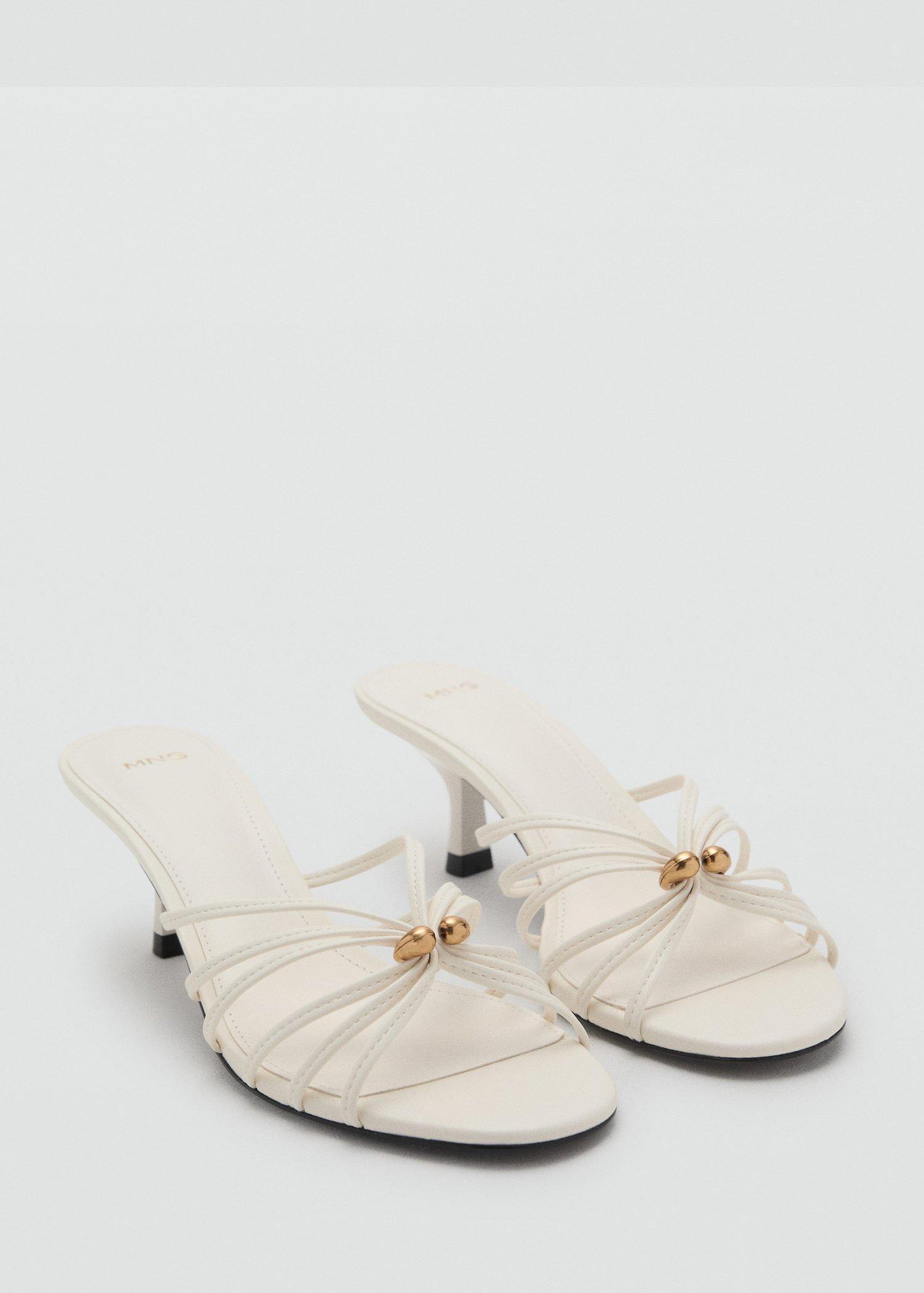 Beige Kitten Heel Sandal With Metallic Detail, , large image number 3