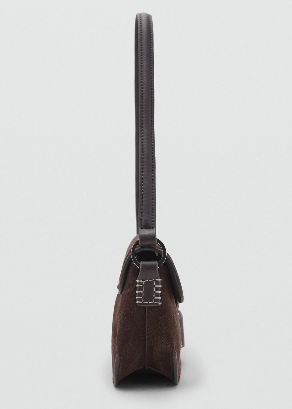 Brown Suede Shoulder Bag, Dark Brown, large image number 3